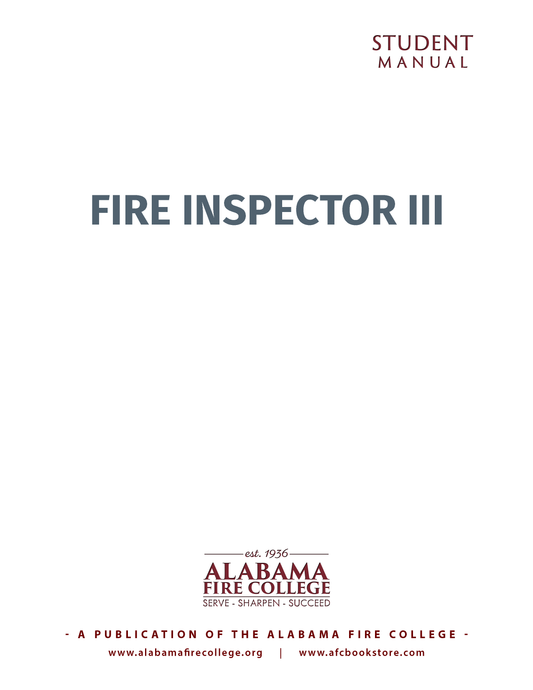 Fire Inspector III Student Manual